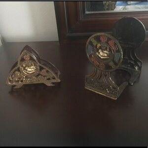 Set of Vintage Napkin Holder and Bookends